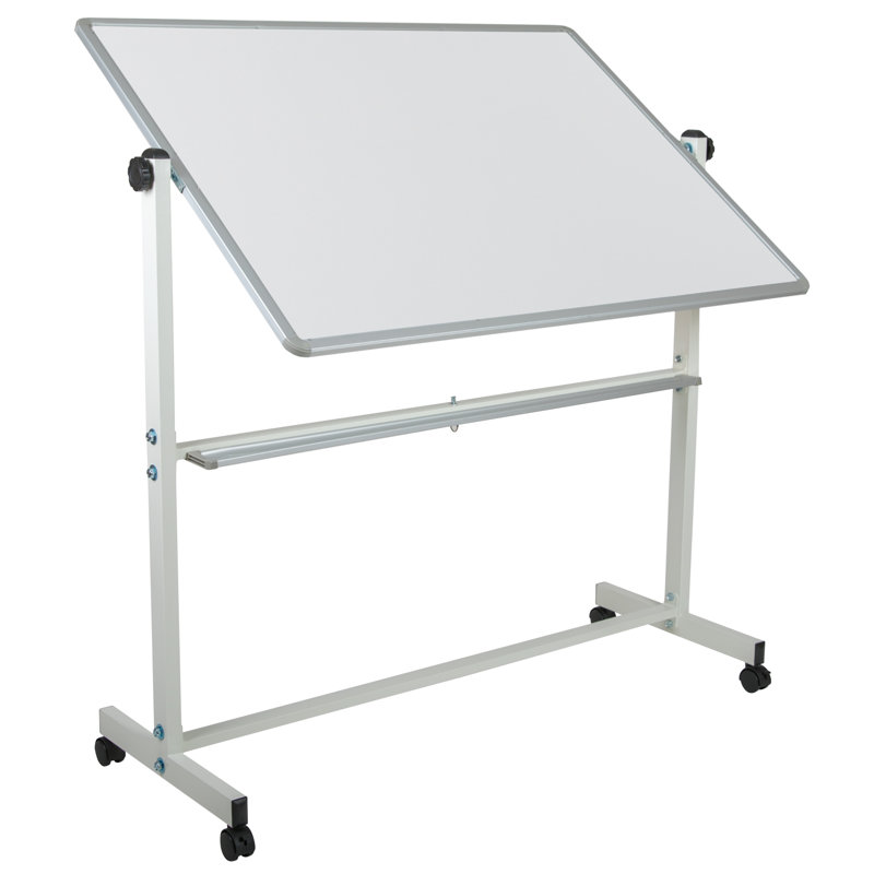 Large White and Cork Reversible Mobile Board with Aluminum Frame