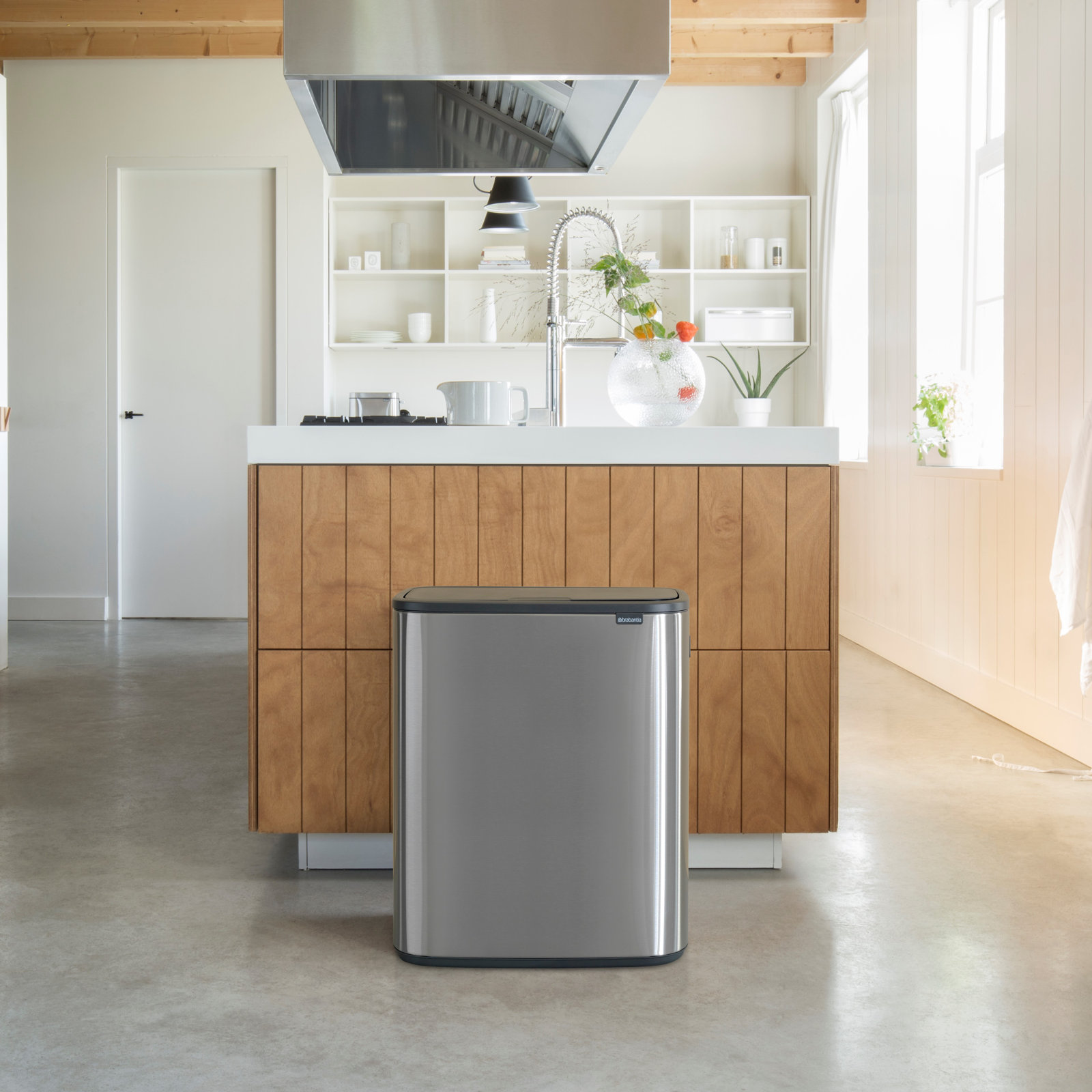 Brabantia Bo Touch Top Dual Recycling Can, Matte Steel Fingerprint Proof
