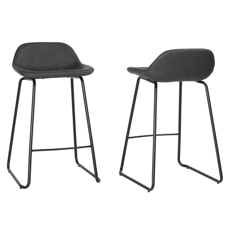 Tabouret de bar et de comptoir Maugansville, Noir anthracite, Tabouret de comptoir (siège d’une hauteur de 25