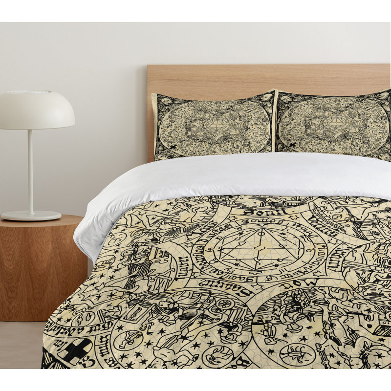 Eclectic Geometric Shapes Duvet Cover, King Duvet Cover + 2 Standard Shams