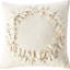 Coussin de Noël en laine feutrée à la main, couronne crème, 20 po-90856382