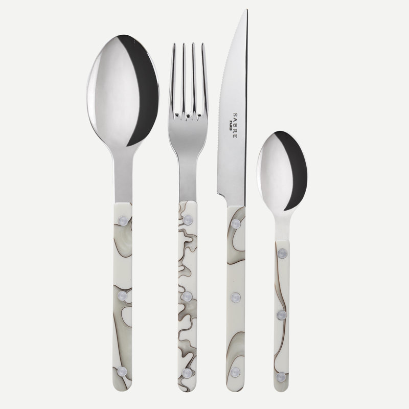 Bistrot Dune 4 - Piece Stainless Steel Flatware Set - Service for 1, Ivory