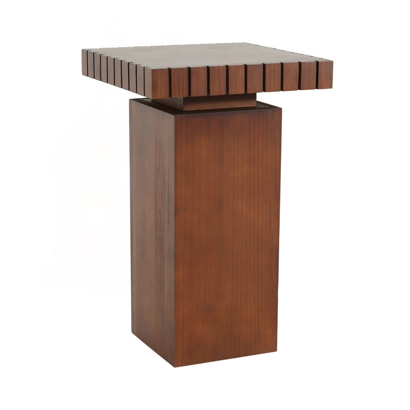 Table de bout carrée en noyer avec détail à encoche
