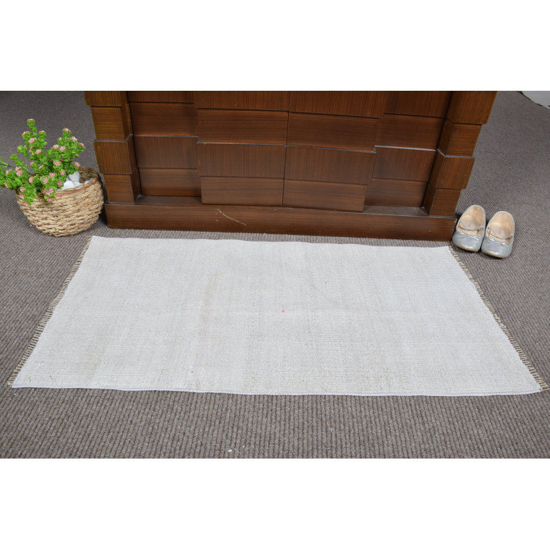 Neutral Off-White Handwoven Door Mat with Minimalistic Design for Entryway Decor