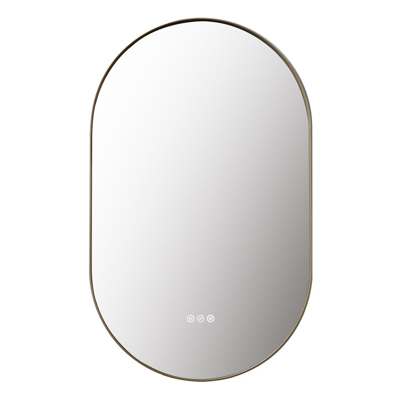 Shell LED Mirror, 35.43" x 21.65", Gold, Oval