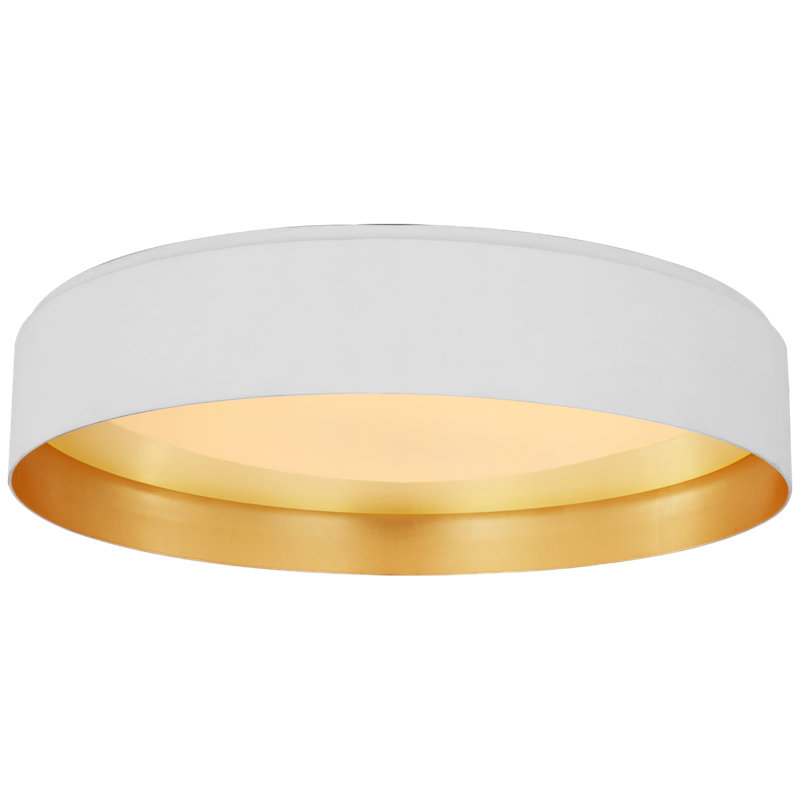 Shaw LED Flush Mount, Matte White/Gold, 4.75" H x 24" W x24" D, 2 Lights