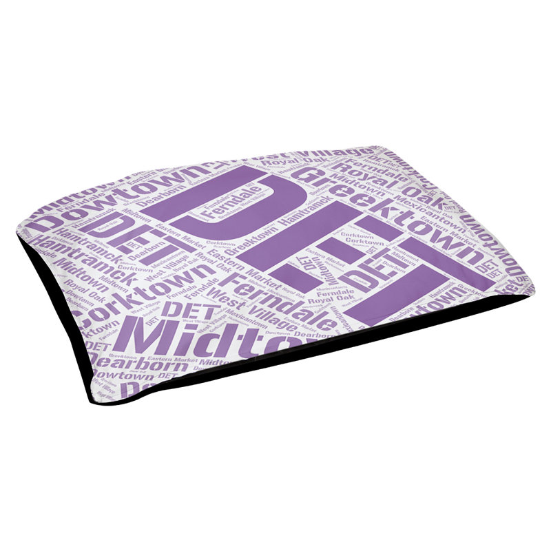 Coussin de chien « districts », Détroit, Moyen (H 9,5 po x l 28 po x P 18 po), Mauve