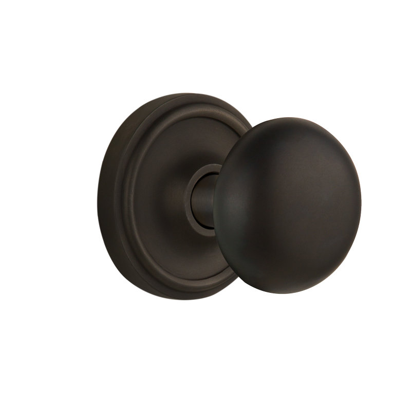 New York Interior Mortise Door Knob with Classic Rosette, Oil-Rubbed Bronze