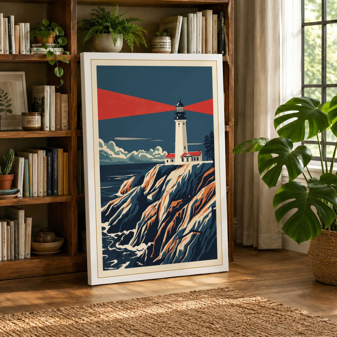 Lighthouse in the Storm Coastal - Wrapped Canvas