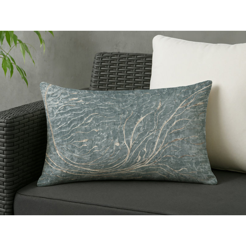 Coussin décoratif intérieur / extérieur bleu Modern Modern, Gris abstrait 264, Rectangle H 18 po x l 25 po