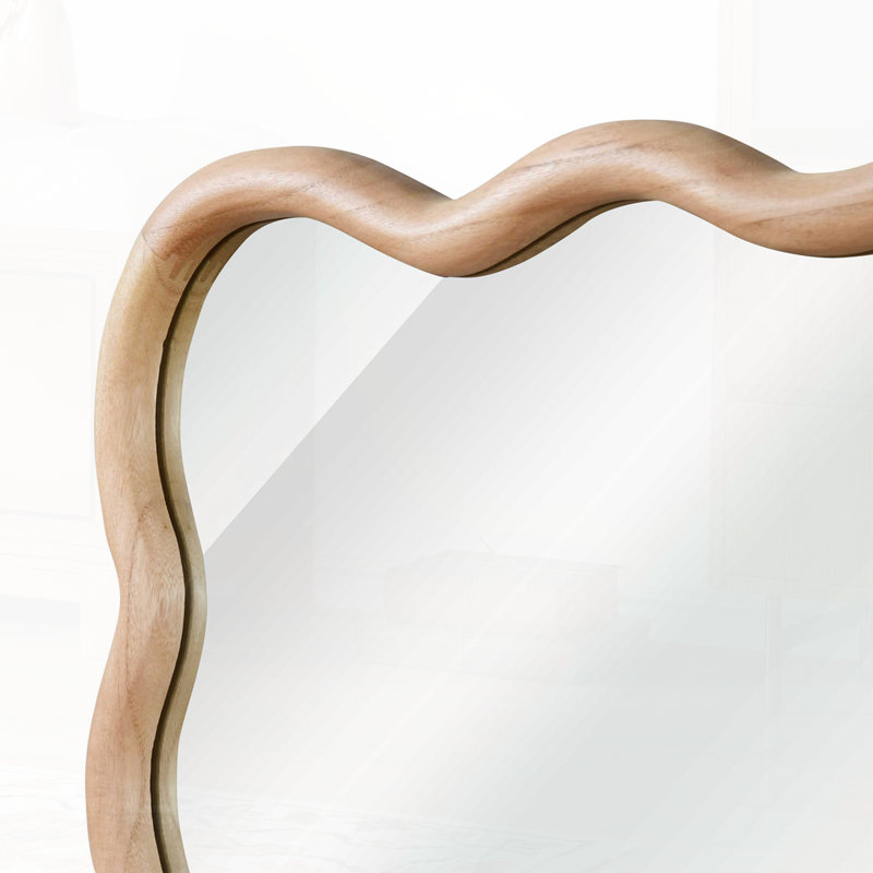 Miroir décoratif Wavy, 30 po x 1,18 po, Bois naturel