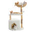 Arbre à chat moderne avec poteau à griffer en bois massif naturel, tour à chat de 40 pouces avec panier en osier spacieux, grand hamac, condo de luxe pour chats d'intérieur