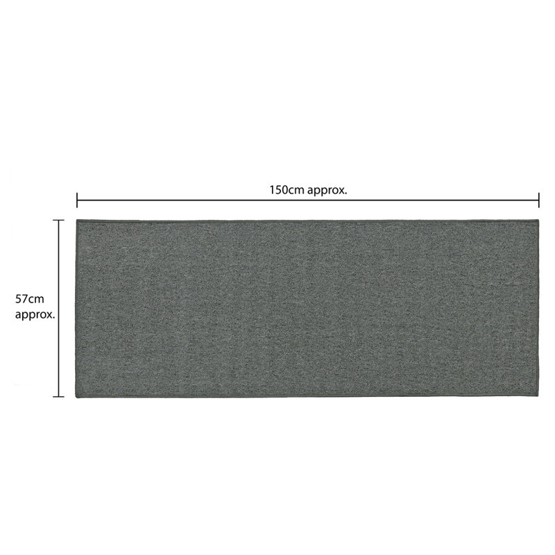 Non-Slip Indoor Doormat, Grey, Rectangle W57 x L150 cm