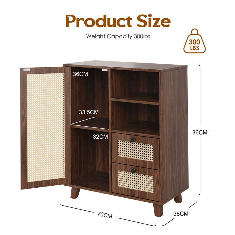 Anaiz Solid Wood Rectangle Accent Cabinet with Storage Drawer
