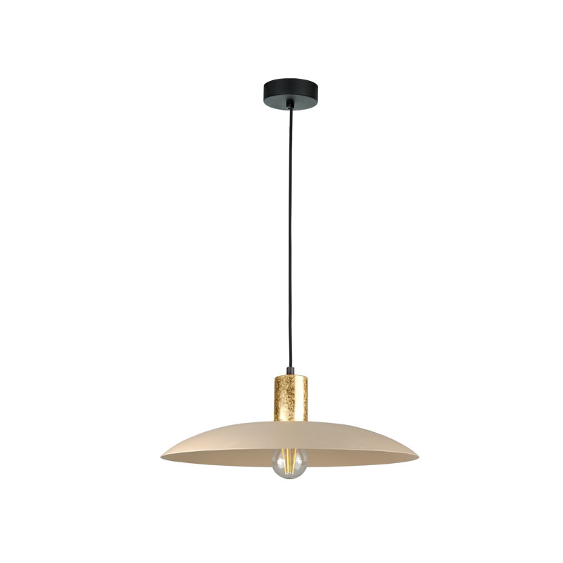 1 - Light Matte Black Dome Pendant, Gold/Latte