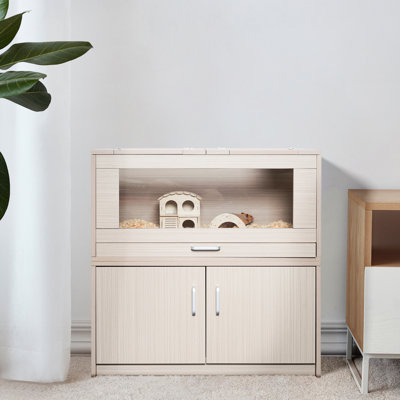 Spacious Hamster Cage In Wood With Storage And Acrylic Sheets - Accommodates Guinea Pig, Chinchilla, Easy To Clean Build Wooden Independent Transparent Roomy For Setup