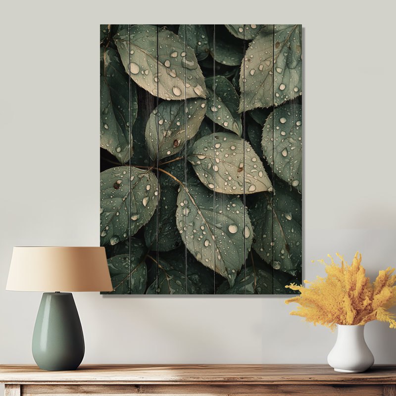 Rainy Day Leaves Collage IV - Impression sur bois de feuilles - sur bois de pin naturel, H 40 po x l 30 po x P 0,78 po