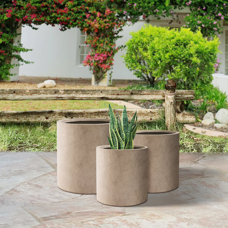 Ensemble de pots à fleurs 3 pièces Centonze, Brun