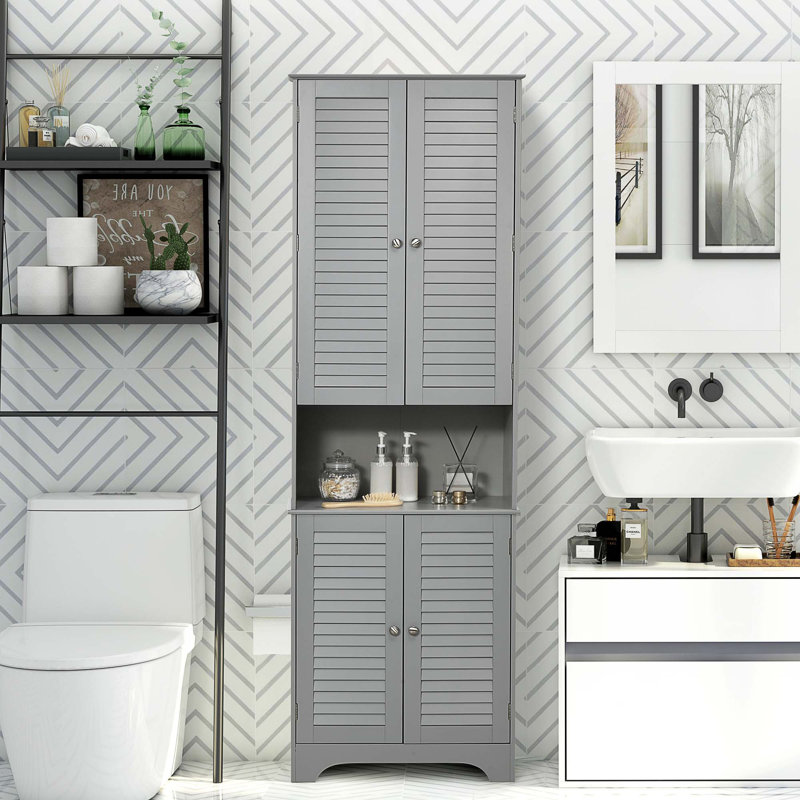 Tall Narrow Bathroom Storage Cabinet, Gray