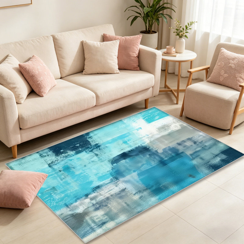 Blue Abstract Art carpet-easy to clean, machine-washable, soft and comfortable; suitable for door mats, kitchens, living rooms, bedrooms, corridors, and laundry areas. Easy to clean, durable carpet for home decoration.