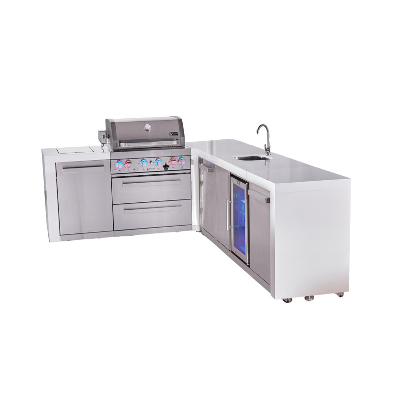 Îlot de cuisine de luxe en acier inoxydable modulaire à 4 brûleurs 82 "x113" Mont Alpi