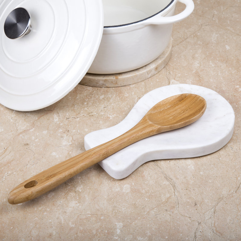 Grau Natural Marble Spoon Rest Handcrafted Utensil Holder for Kitchen Countertop Elegant and Durable