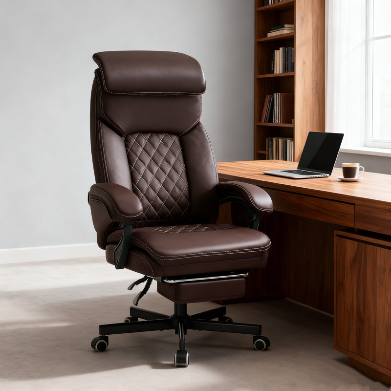 Leather  Ergonomic Executive Office Chair, Brown