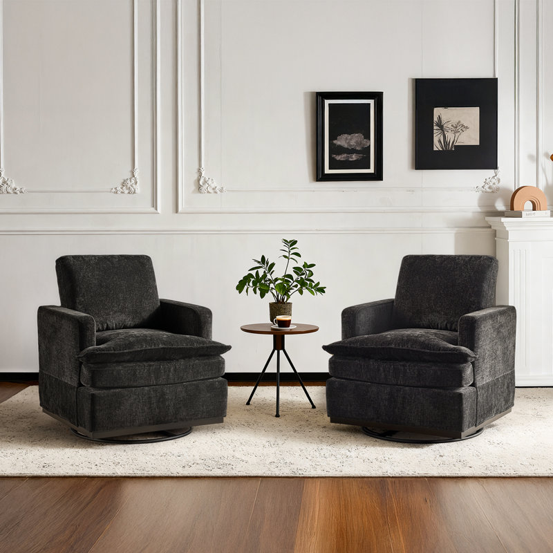 Fauteuil pivotant moderne Mid-Century, Noir