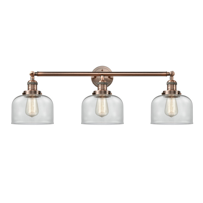 Placencia 3 - Light Dimmable Vanity Light, Clear, Antique Copper, 6 Watt Vinage LED Bulb