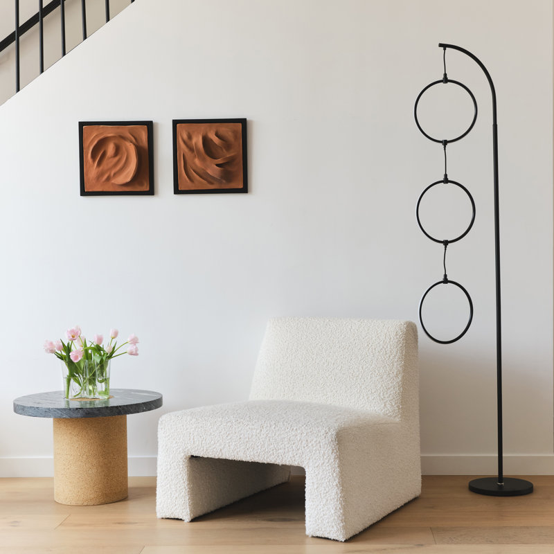 Nova 74" Black Arc LED Floor Lamp with RGB Color Changing Rings
