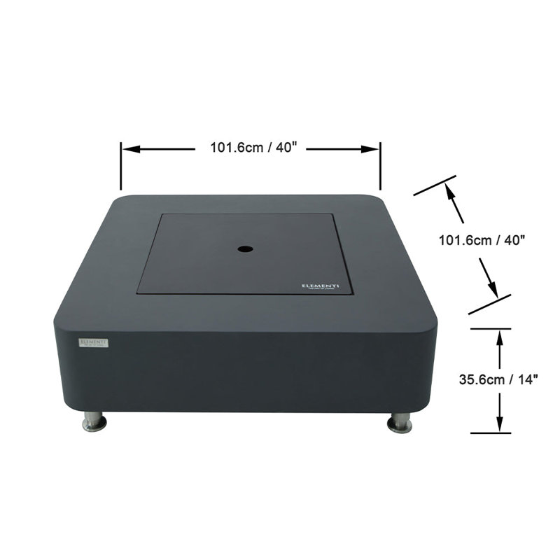 Brisseyda Square Concrete Bio-Ethanol Smokeless Fire Pit Table with Lid, Slate Black