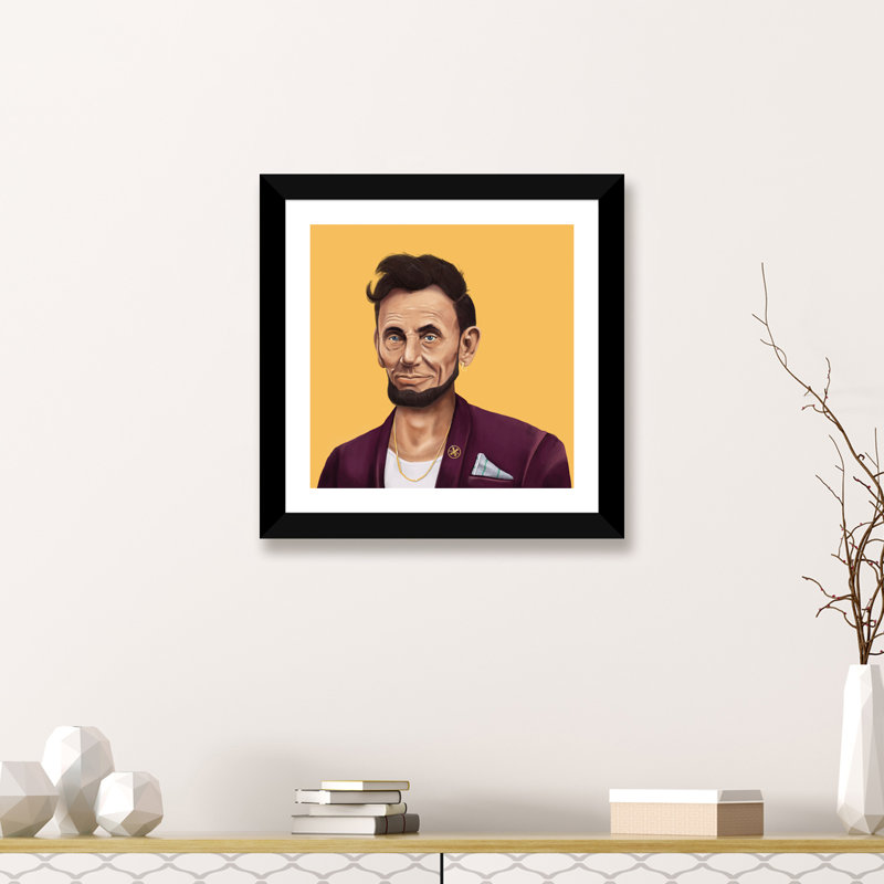 « abraham lincoln » par amit shimoni-impression, H 16 po x l 16 po x P 1 po, Papier avec cadre noir