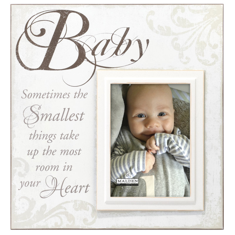 Off-White 5x7 Baby Picture Frame with Glass