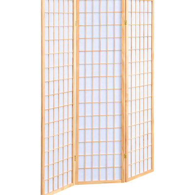 Paravent à 3 panneaux, finition naturelle, mélange d'hévéa et de papier blanc, 70 pouces de hauteur, 52 pouces de largeur, paravent à fonctionnalité diffuse pour division, finition sur tissu de bois, lueur H 70 po, l 52 po