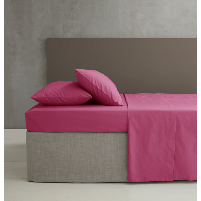 Easy Iron Percale Fitted Sheet, Super King (6'), Pink
