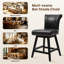 Ensemble de 3 tabourets de bar pivotants de 26 po en similicuir de style moderne avec pieds en bois massif et dossier haut pour îlot de cuisine-131075713-131075715