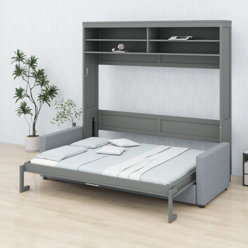 Murphy Bed Wall Bed With Sofa, Gray