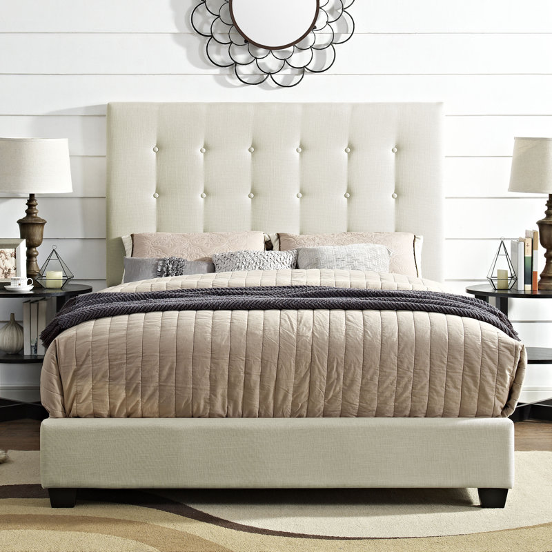 Upholstered Wingback Bed, King, Cornflower Microfiber