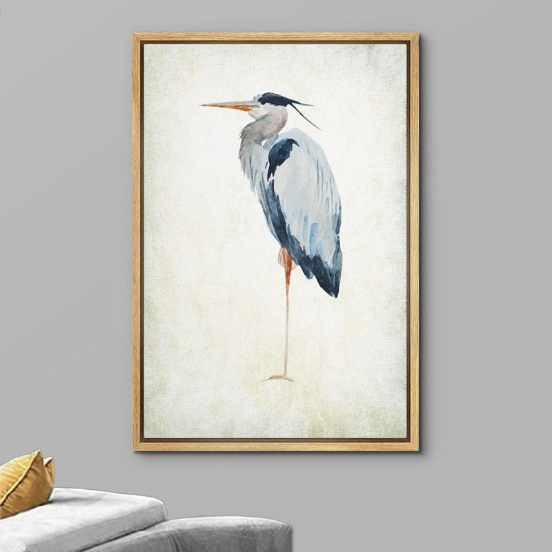 «Blue Heron Bird Wild Animal Gallery», reproduction sur toile, H 24 po x l 16 po x P 1,5 po, Cadre naturel flottant