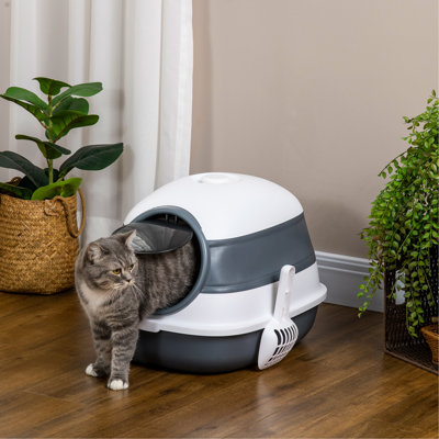 Covered Cat Litter Box, Foldable For Easy Storage, To Clean, White Gray, Air Freshener A Fresh And Clean Living Environment With Keep Pleasant