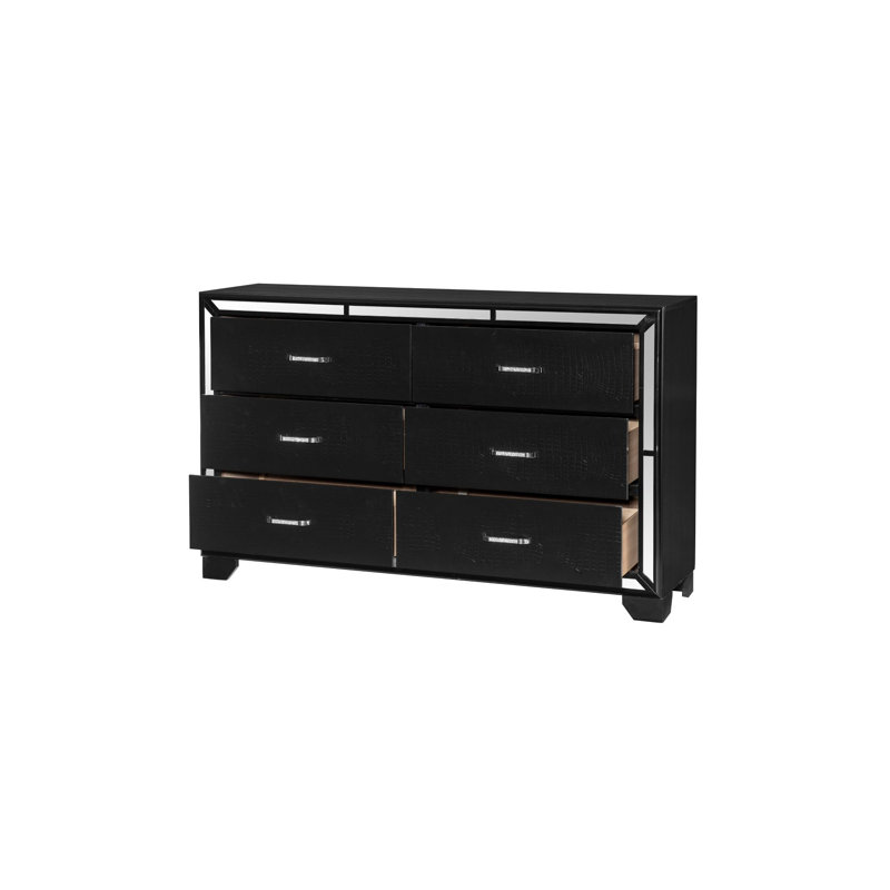 Ensemble de chambre à coucher à panneau en cuir Guylain 3-2 Kanya, Noir, Très grand