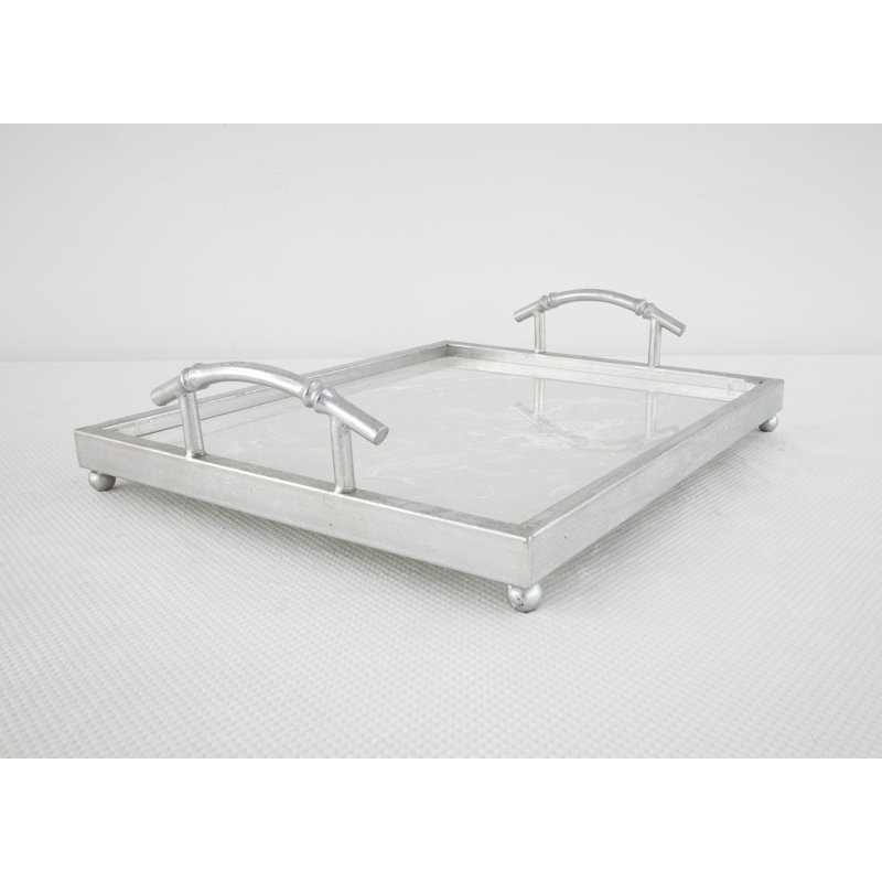 Lalana Decorative Tray, Antiqued Silver Leaf, 19" x 16"