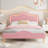 Upholstered Bed Frame with Adjustable Headboard and Footboard, Velvet Princess Platform Bedframe for Kids/Girls-1506505172-1506505175