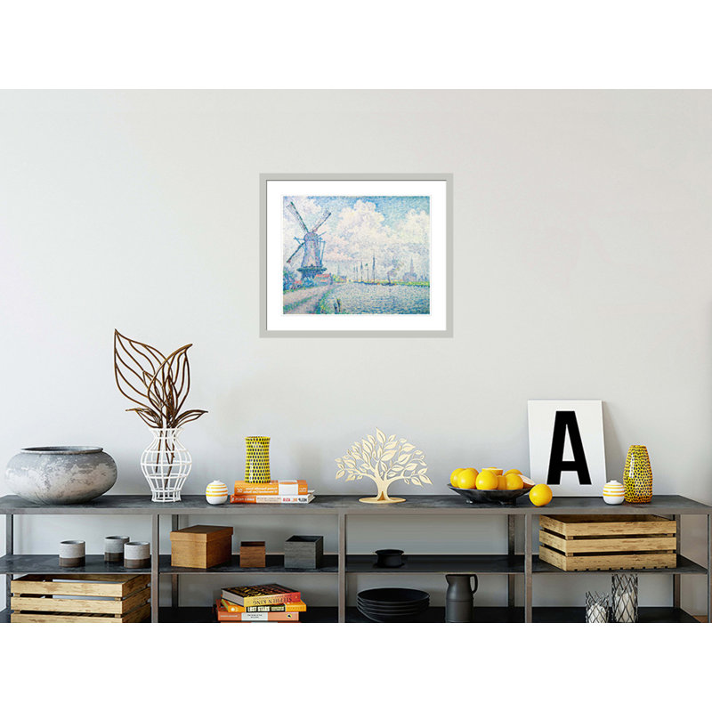 «Canal of Overschie» par Paul Signac - Reproduction giclée encadrée, 23.5" H x 27.65" W