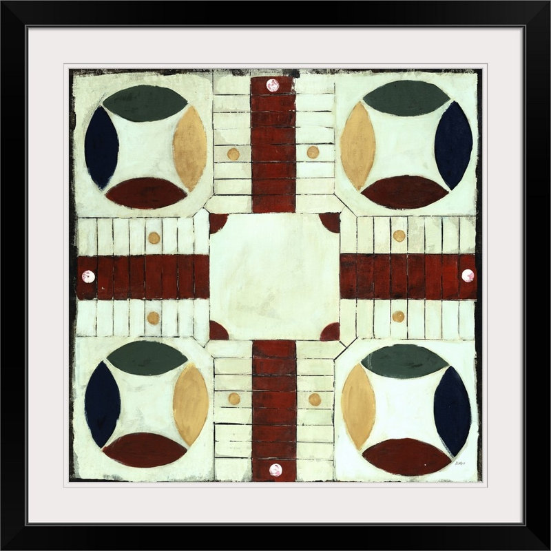 Reproduction «Parcheesi» de Bissell, Cadre noir, H 32 po x l 32 po x P 1 po