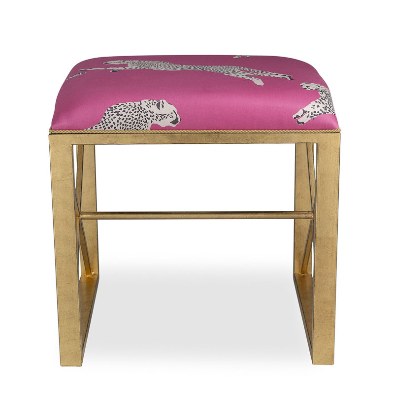 Medallion Single Black Leaping Cheetah Clementine Bench, Bubblegum Pink, Bubblegum Pink/Antiqued Gold