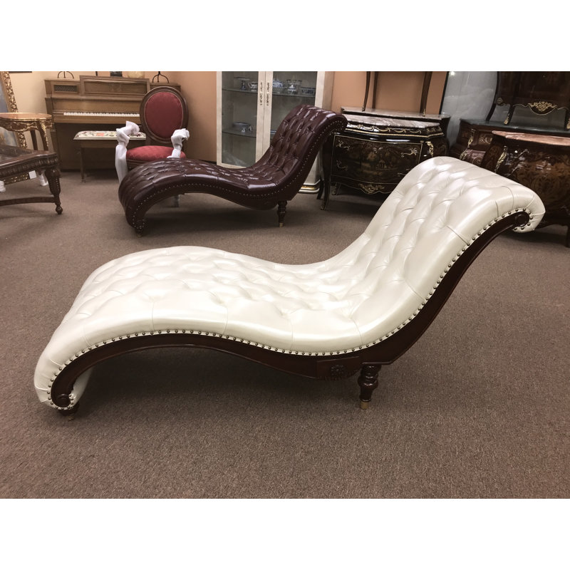 Méridienne Paul, Cuir véritable blanc perle