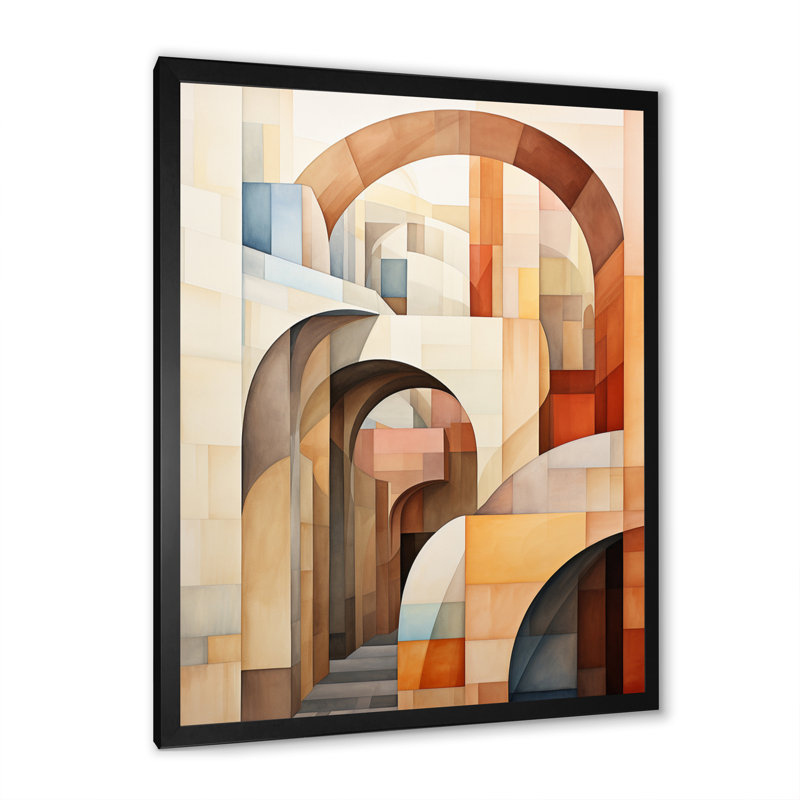 «Iqraa Beige Bridge Dynamic Archway», reproduction sur toile, H 20 po x l 12 po x P 1 po, Cadre photo noir