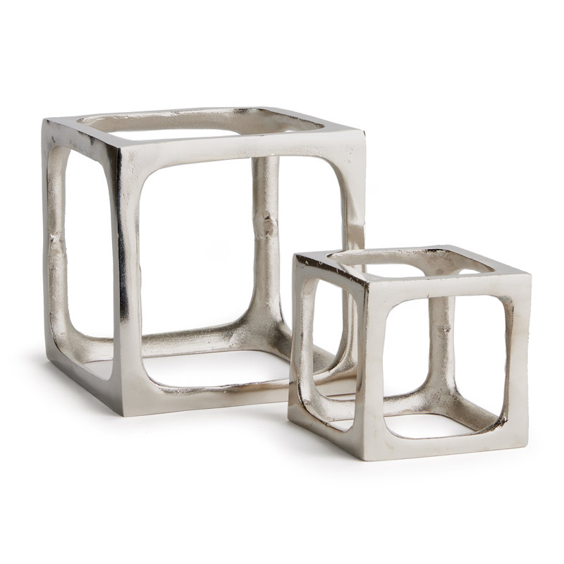 Set of 2 Cubist Sculptures, Silver