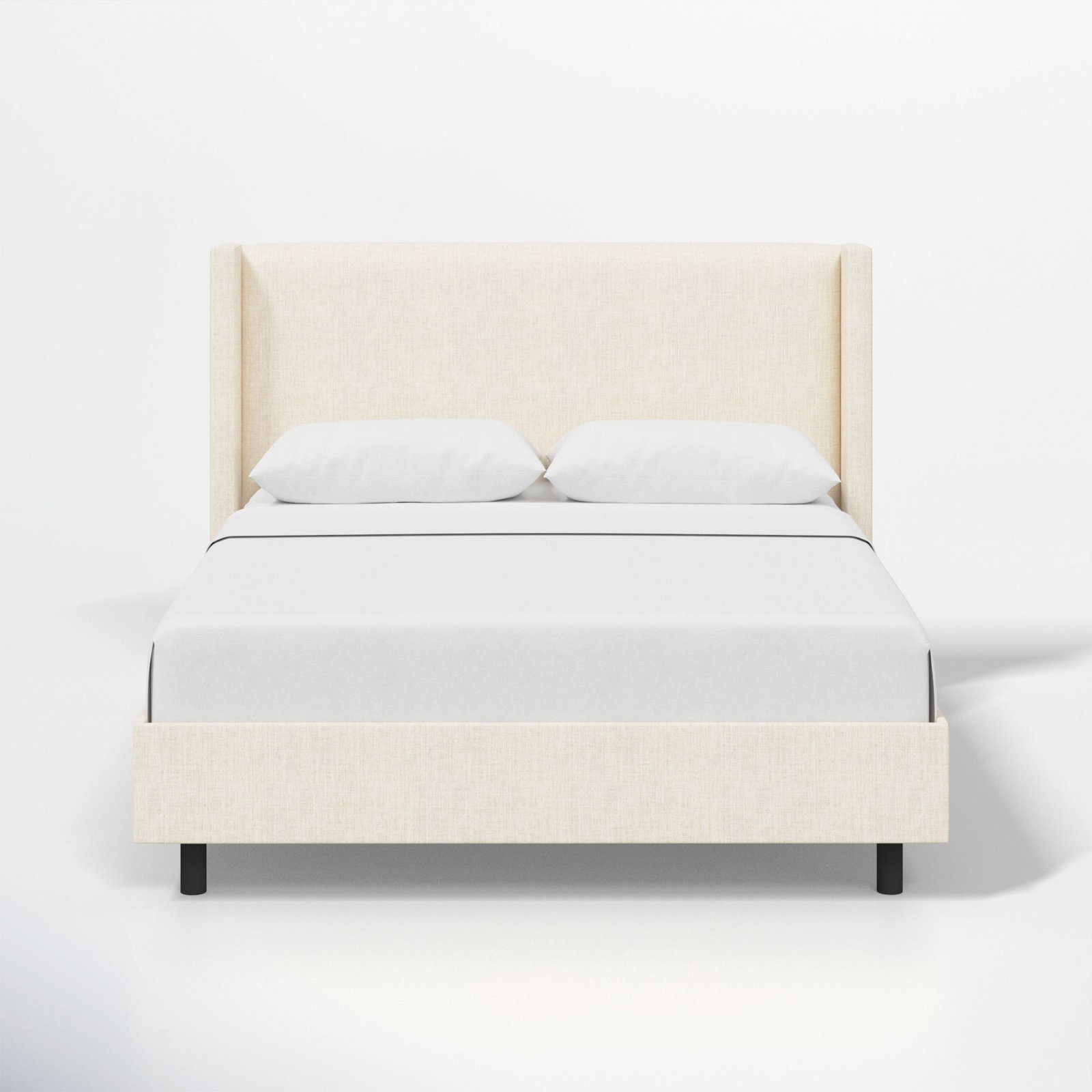 Hanson Upholstered Wingback Platform Bed, Queen, Classic Talc Linen